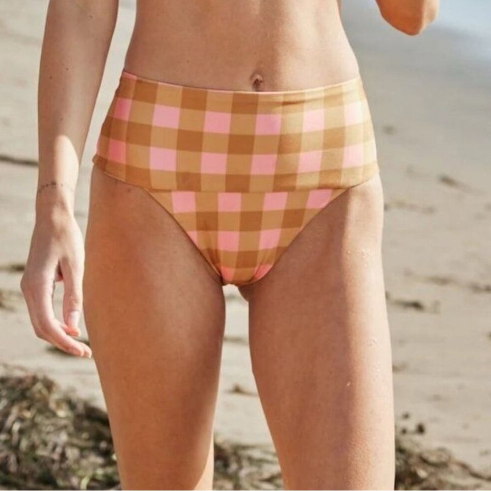 High-Waisted l*space Checkered Bikini Bottom